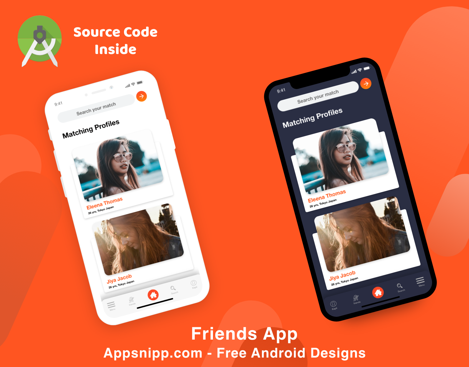 Android Dating App Free UI Design With Dark Mode - App Snipp