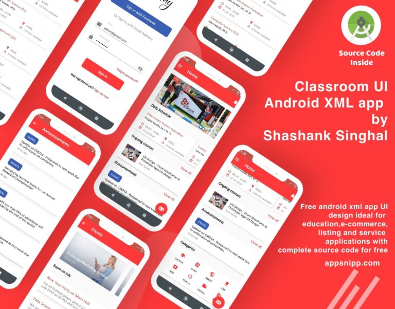 free classroom ui android studio project