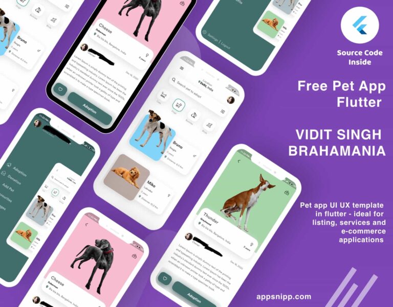 free flutter pet app preview
