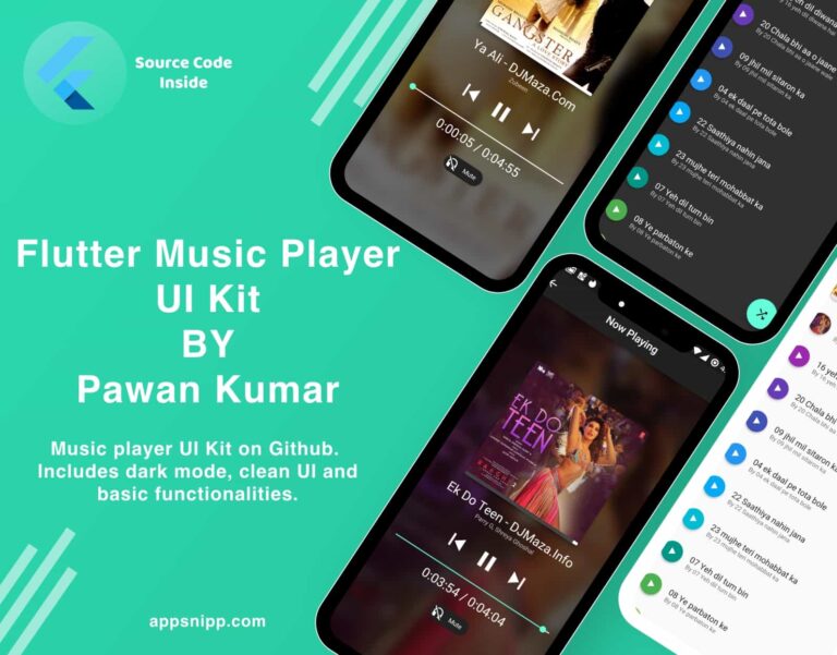 Free flutter music player UI preview