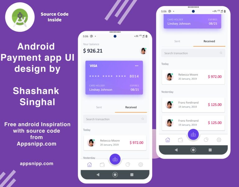 android studio payment app ui